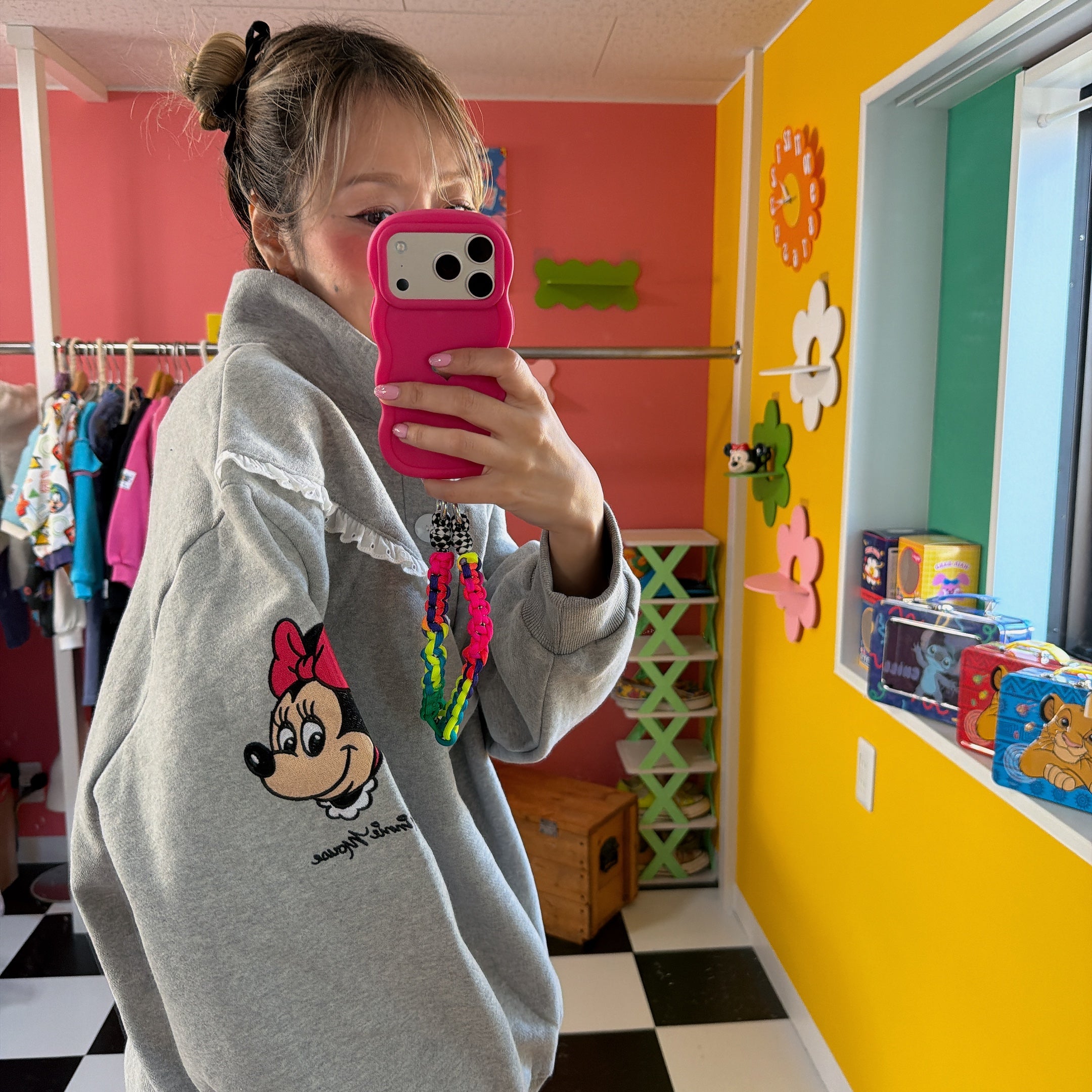 ※予約※2色 レースミニー刺繍ハーフボタンスウェット 12月中の出荷予定