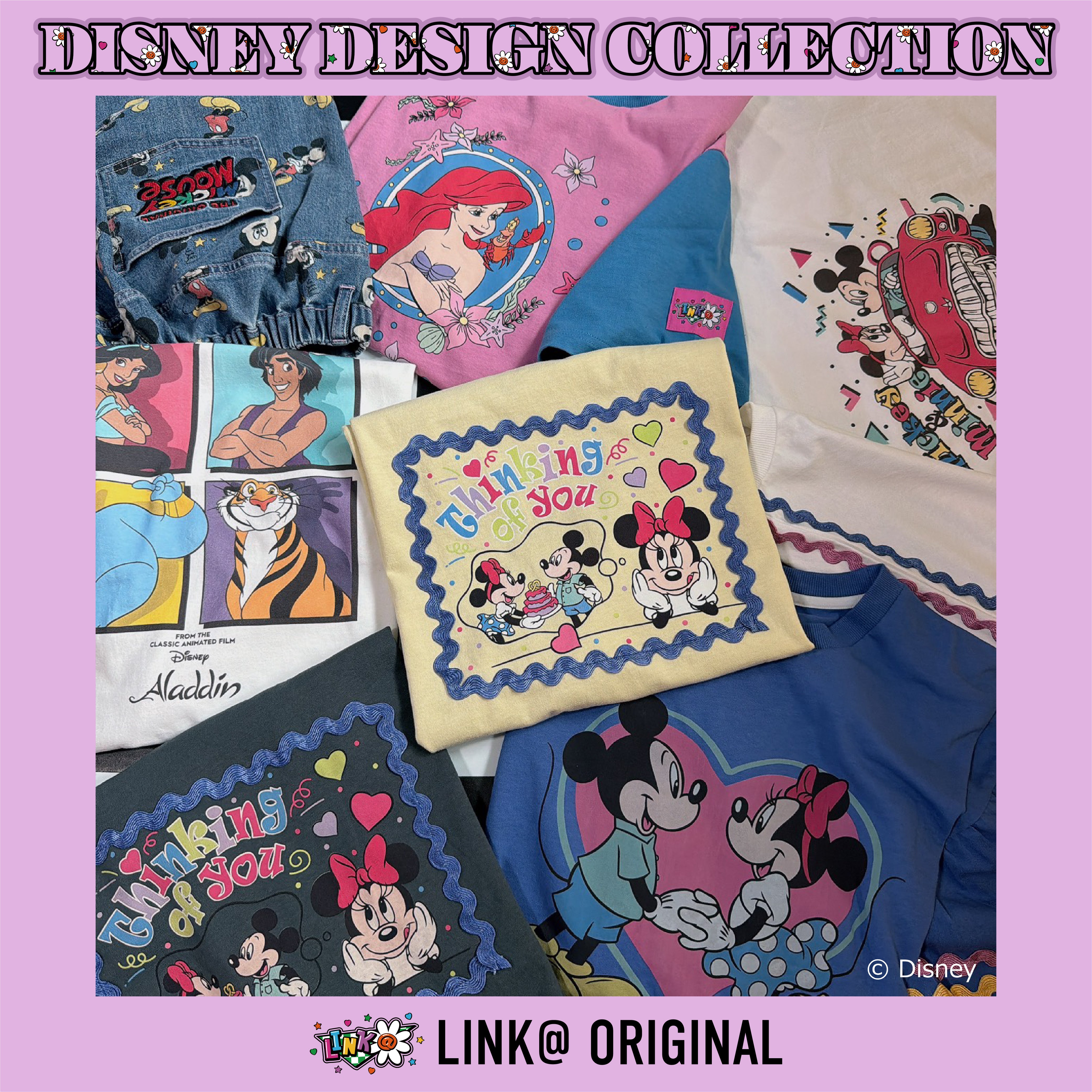 ※予約※LINK@オリジナルデザイン ミッキー＆ミニー ピグメントデートTEE 6月中の発送予定