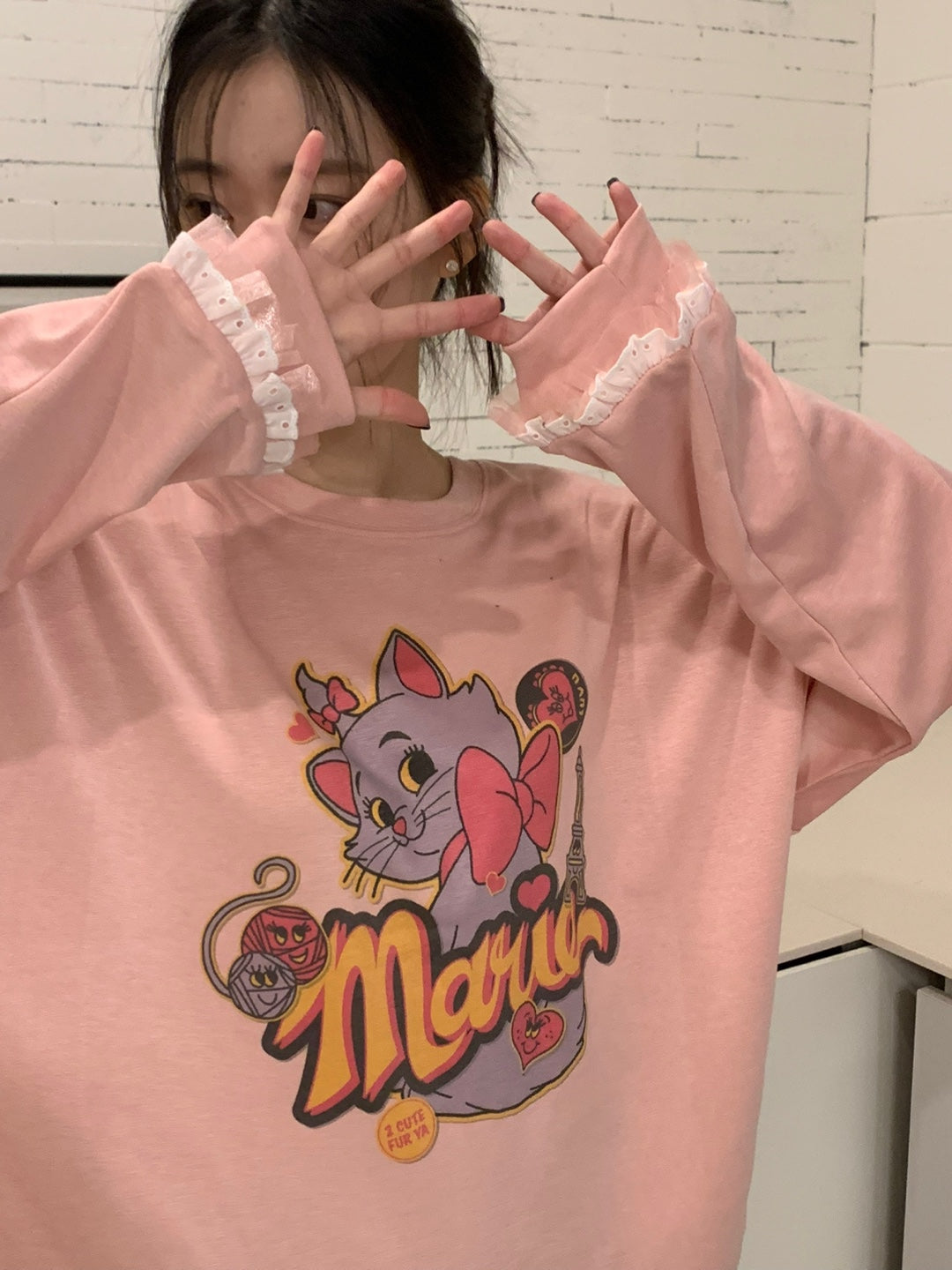 2025SS新作ご予約商品⭐︎3色 おしゃれキャット袖フリルロンTEE♡2月上旬〜中旬ごろお届け予定