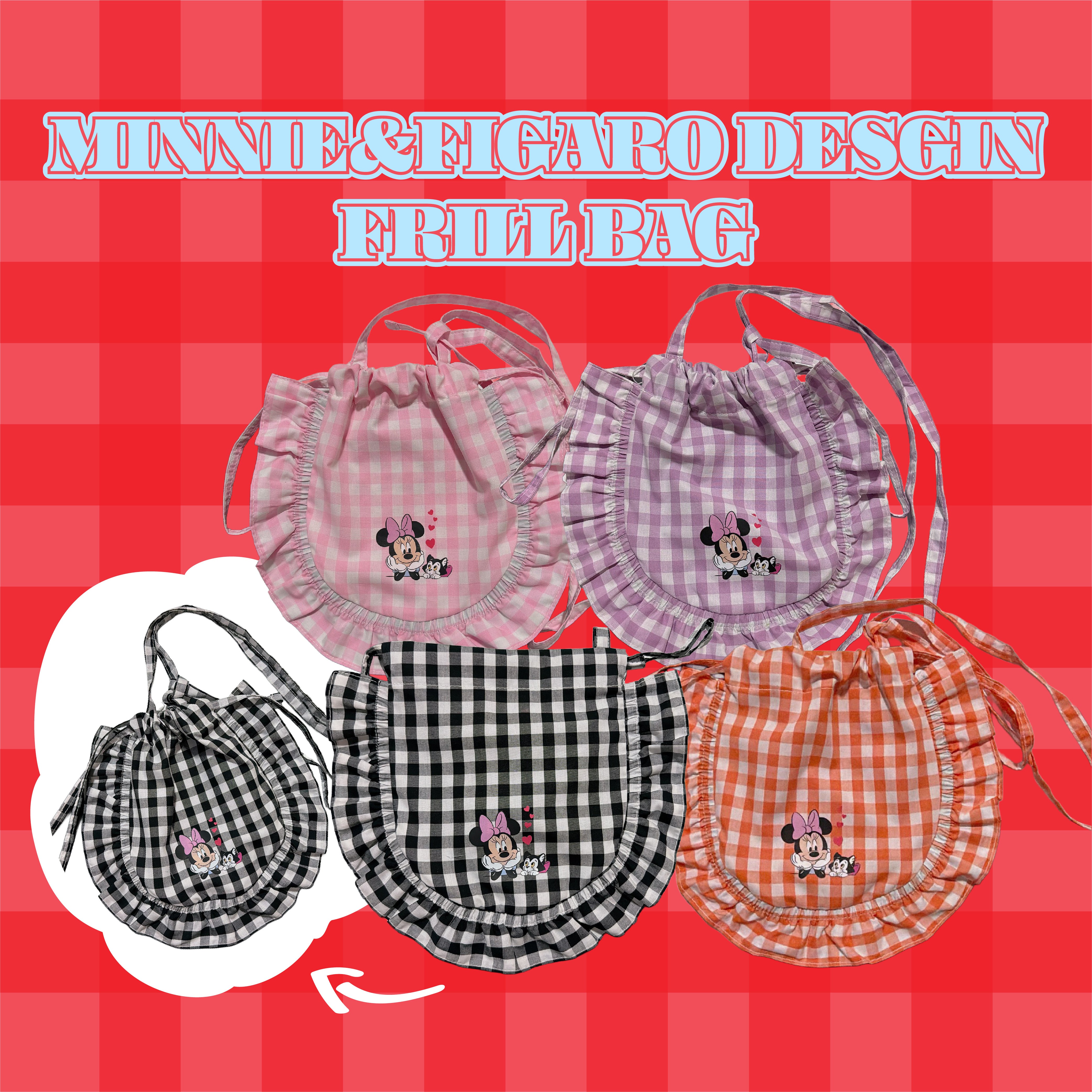 ※予約※2色 2way ミニー&フィガロデザインギンガムフリルバッグ  6月中の出荷予定