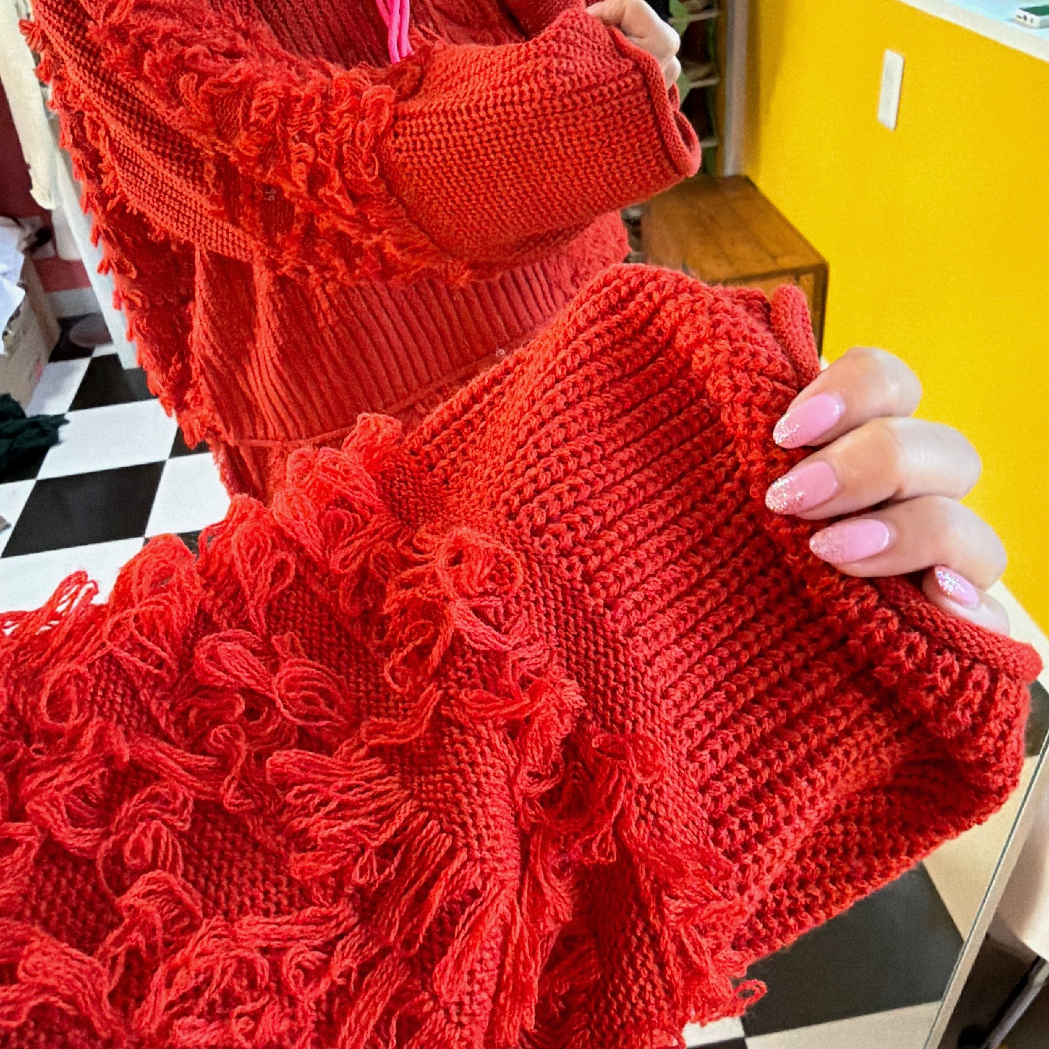 ※予約※セットアップ可能 フリンジMOKEニット&スカート 1月下旬ごろの出荷予定