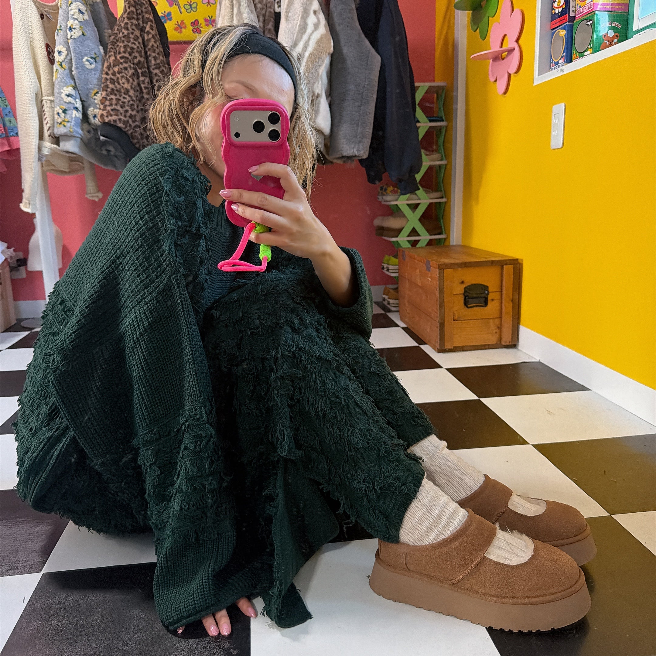 ※予約※セットアップ可能 フリンジMOKEニット&スカート 1月下旬ごろの出荷予定