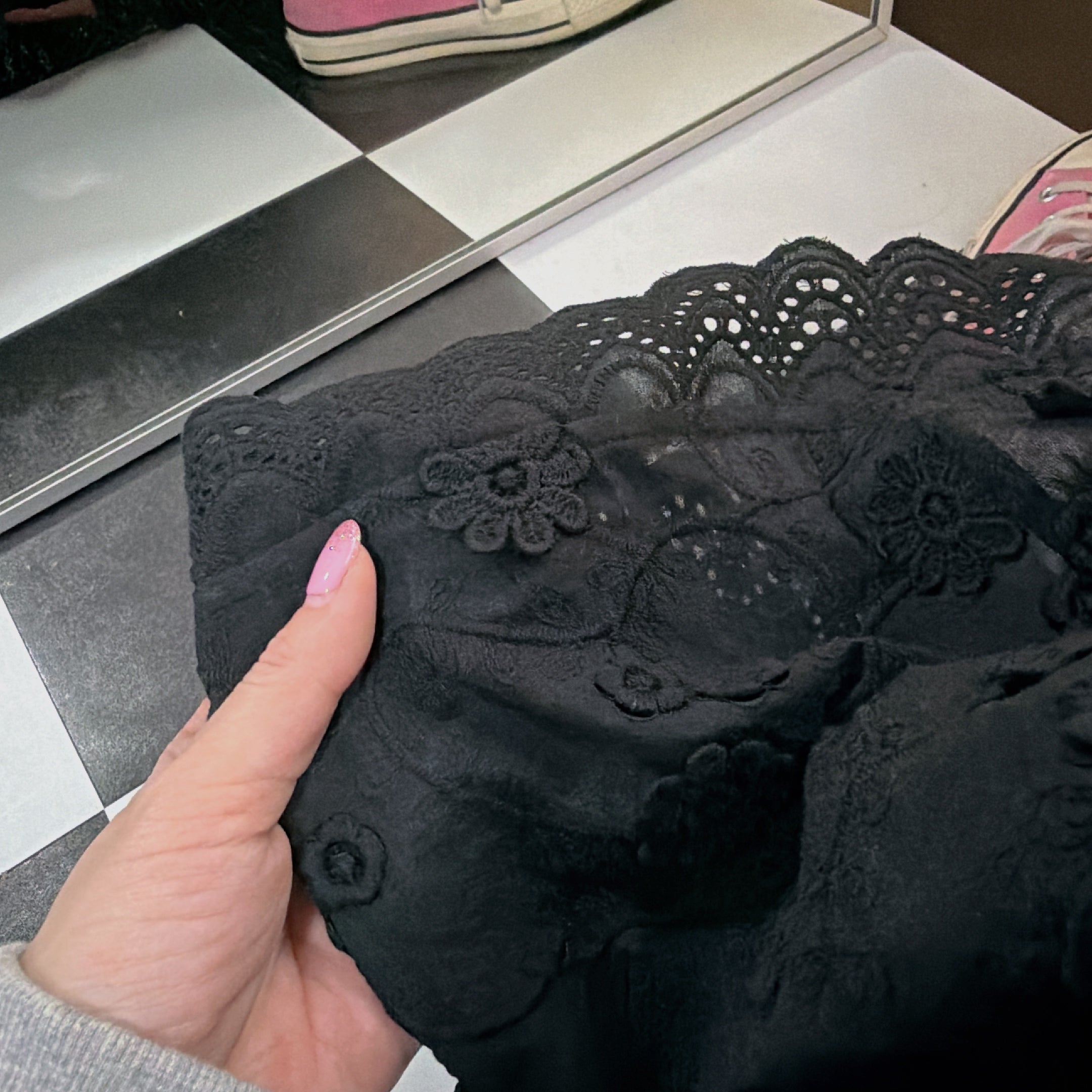 ※予約※2色 3D刺繍フラワーレースワイドパンツ 2月中の出荷予定