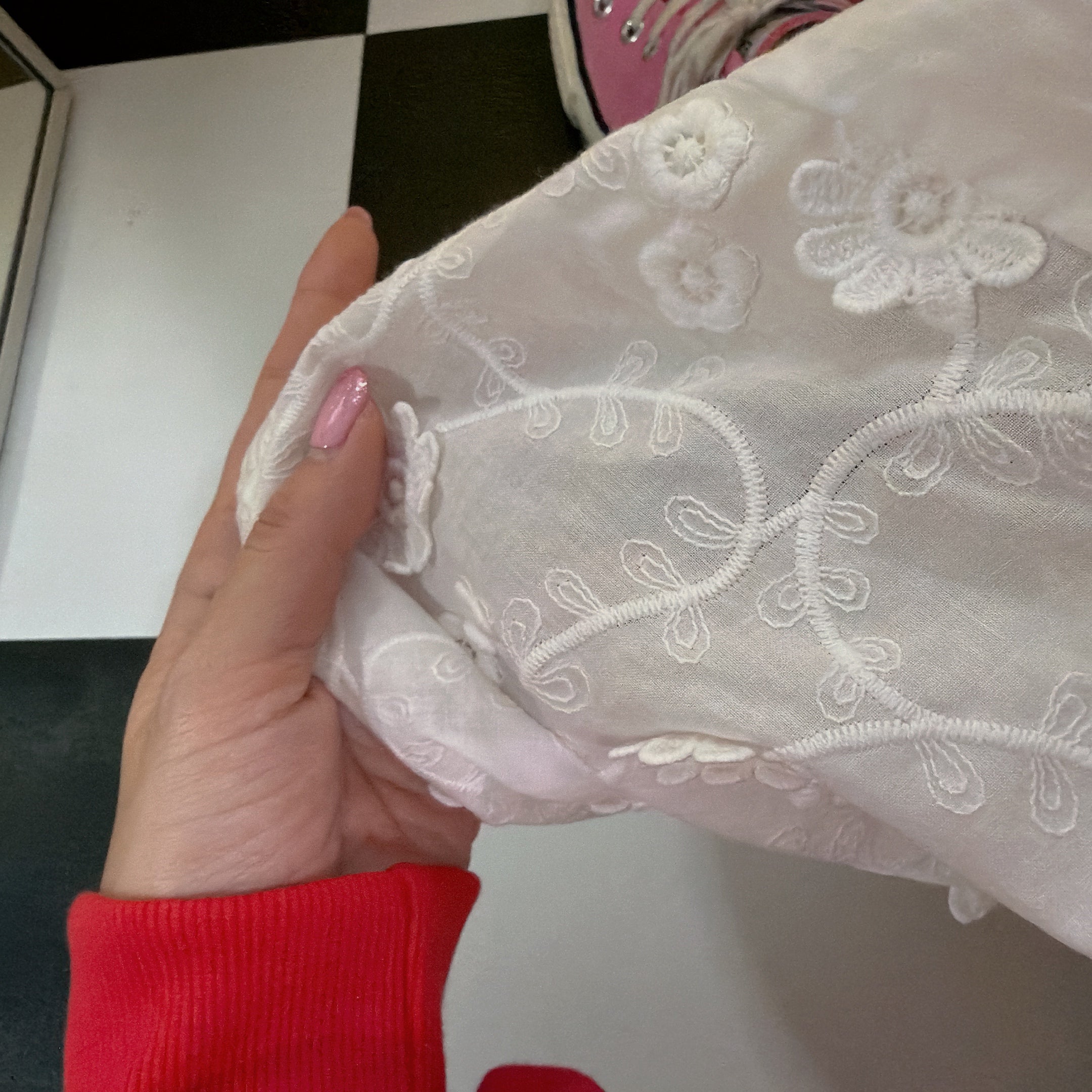 ※予約※2色 3D刺繍フラワーレースワイドパンツ 2月中の出荷予定