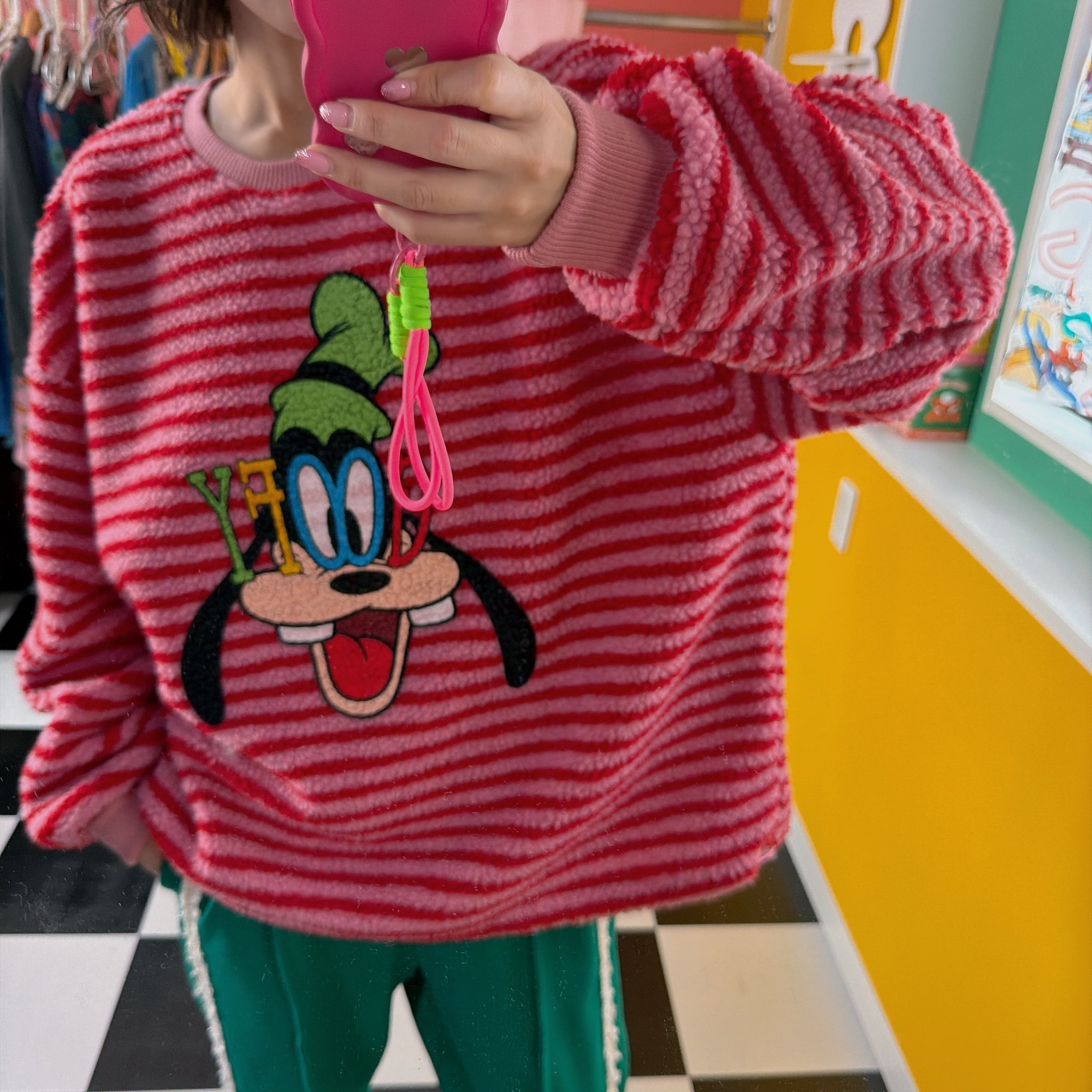 ※予約※2色 変形グーフィーボーダーボアスウェット 2月上旬出荷予定