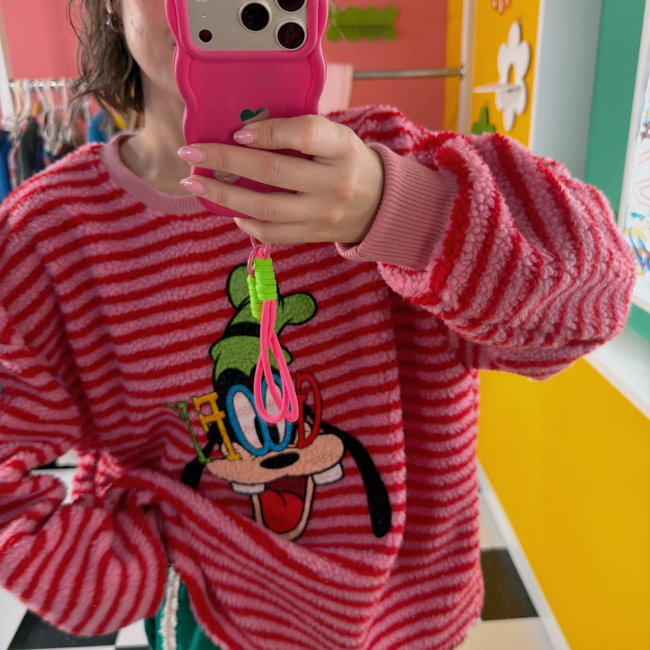 ※予約※2色 変形グーフィーボーダーボアスウェット 2月上旬出荷予定