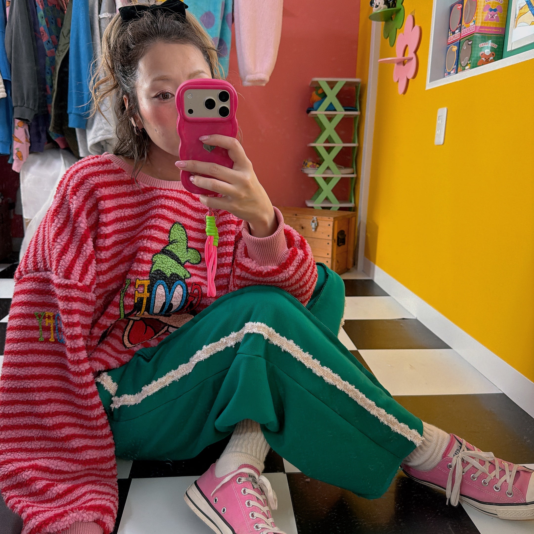 ※予約※2色 変形グーフィーボーダーボアスウェット 2月上旬出荷予定