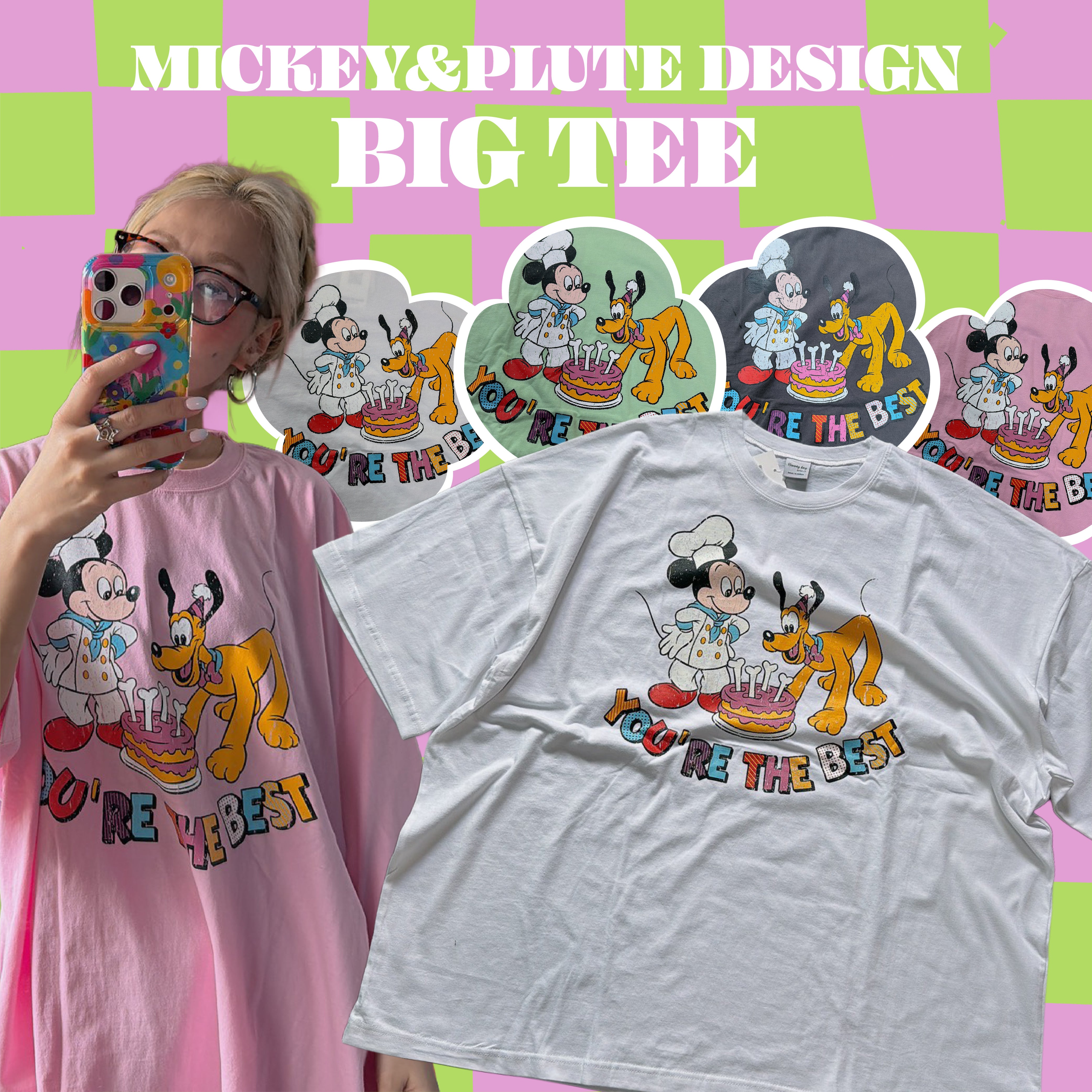 ※予約※4色 ミッキー&プルートデザインビッグT 6月中の出荷予定