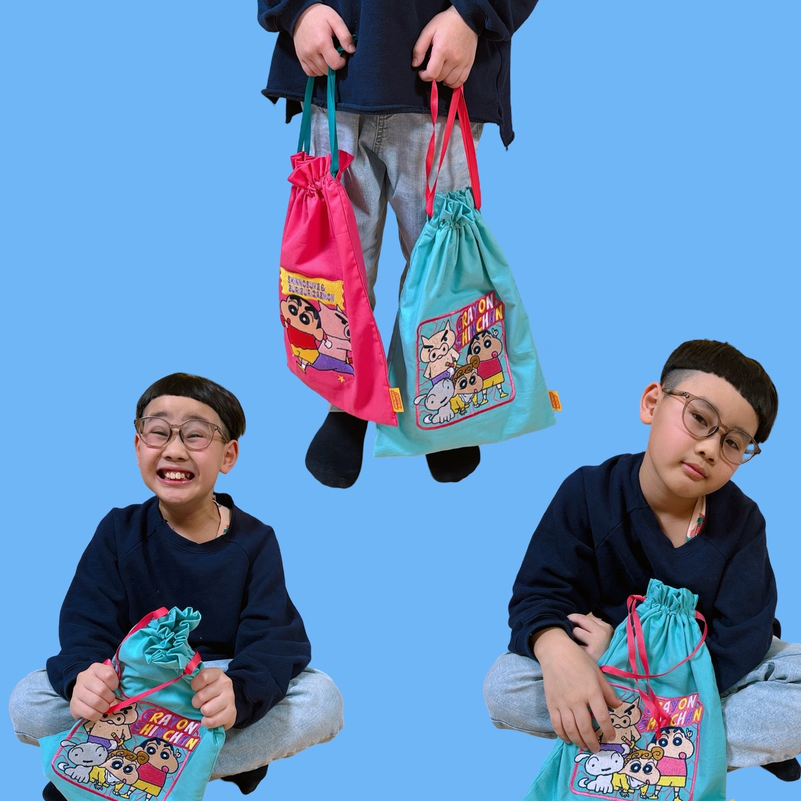 ※Pre-order※ Retro Shin-chan Goods Series♡ 2-color embroidered drawstring bag Scheduled to ship in May