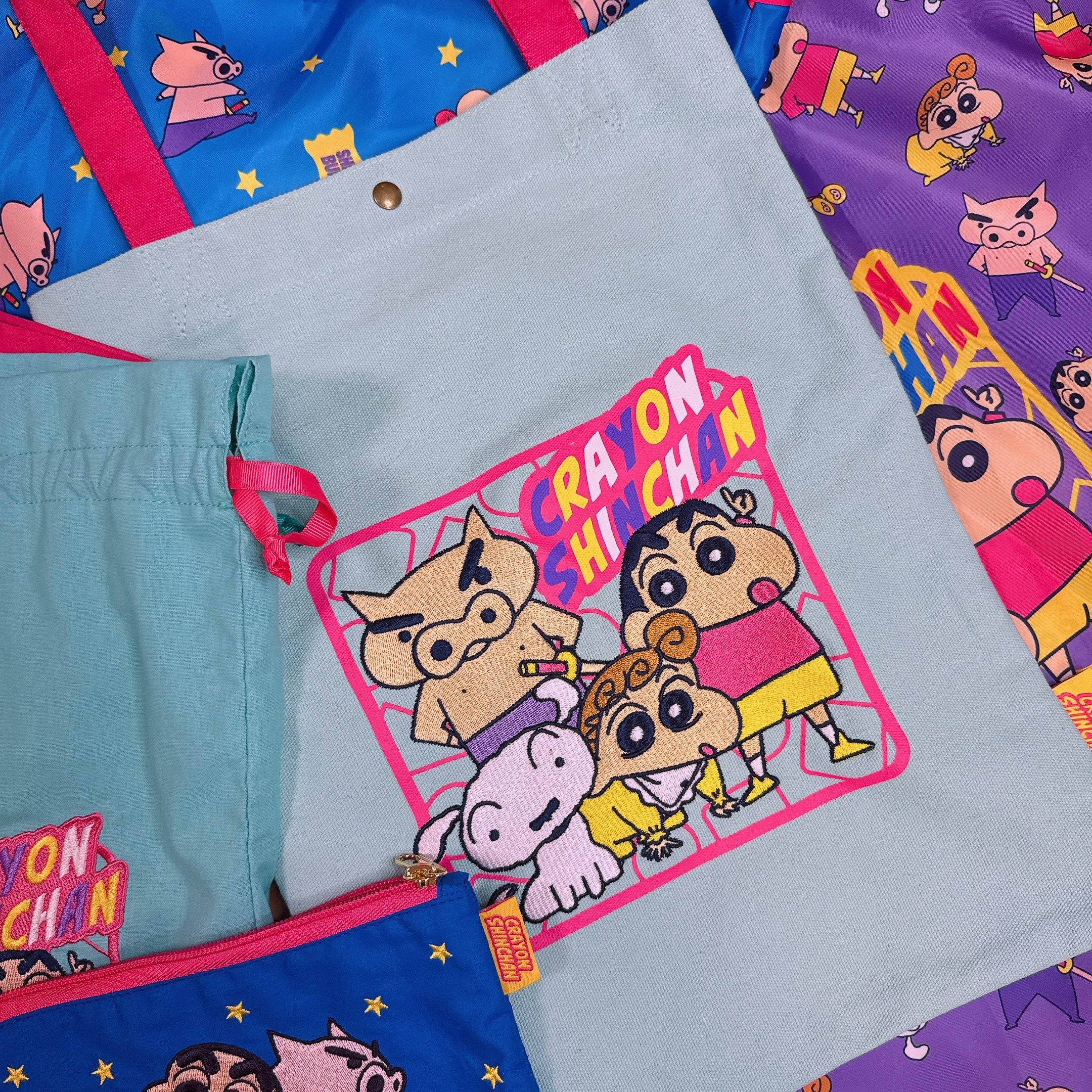 ※Pre-order※ Retro Shin-chan Goods Series♡ 2-color embroidered tote bag Scheduled to ship in May