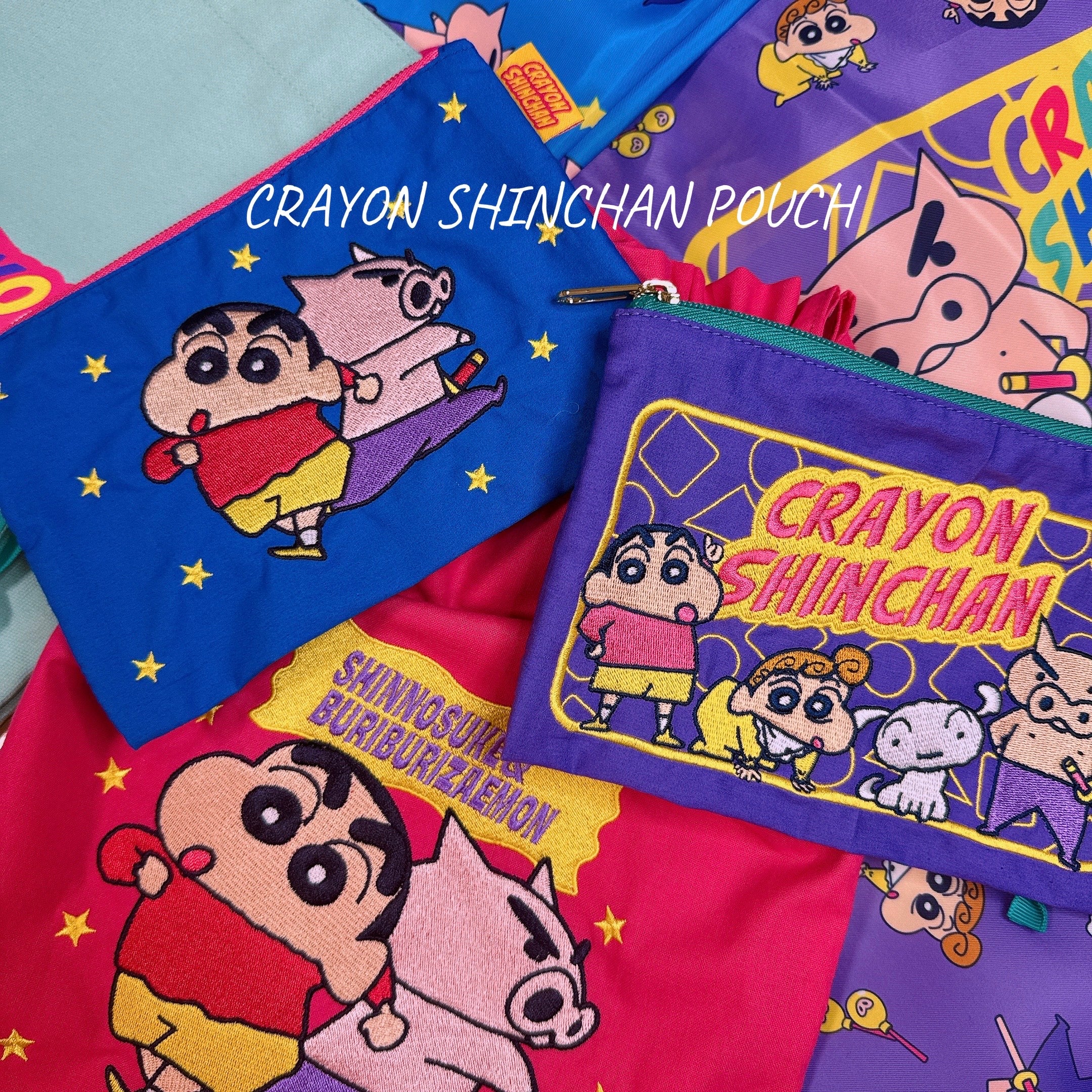 ※Pre-order※ Retro Shin-chan Goods Series♡ 2-color embroidered pouch Scheduled to be shipped in May