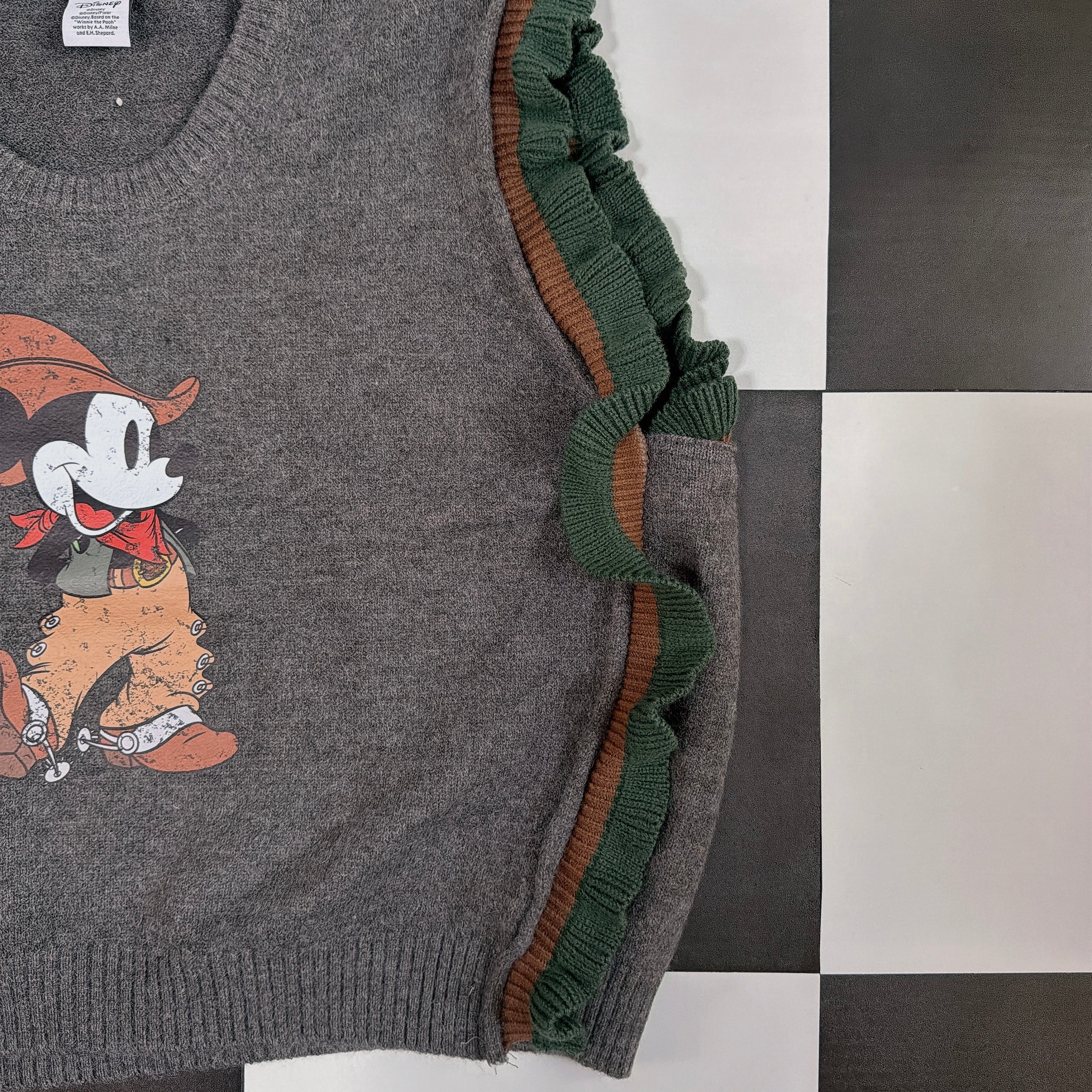 *Pre-order* 3 colors of Mickey Mouse asymmetrical knit vest. Scheduled to ship from late January to early February.