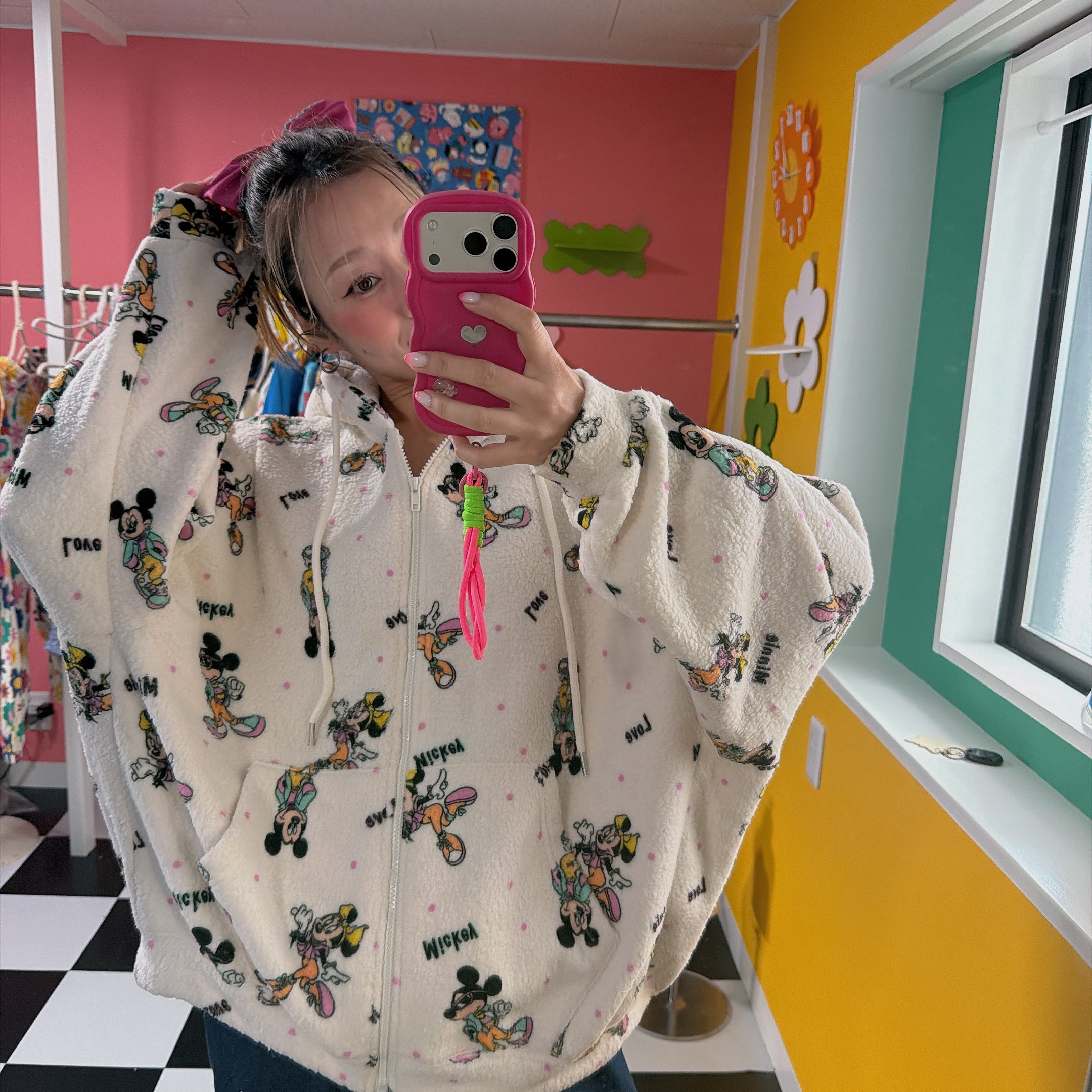 *Pre-order* 3-color Mickey and Friends fluffy hoodie. Scheduled to ship late January to early February.