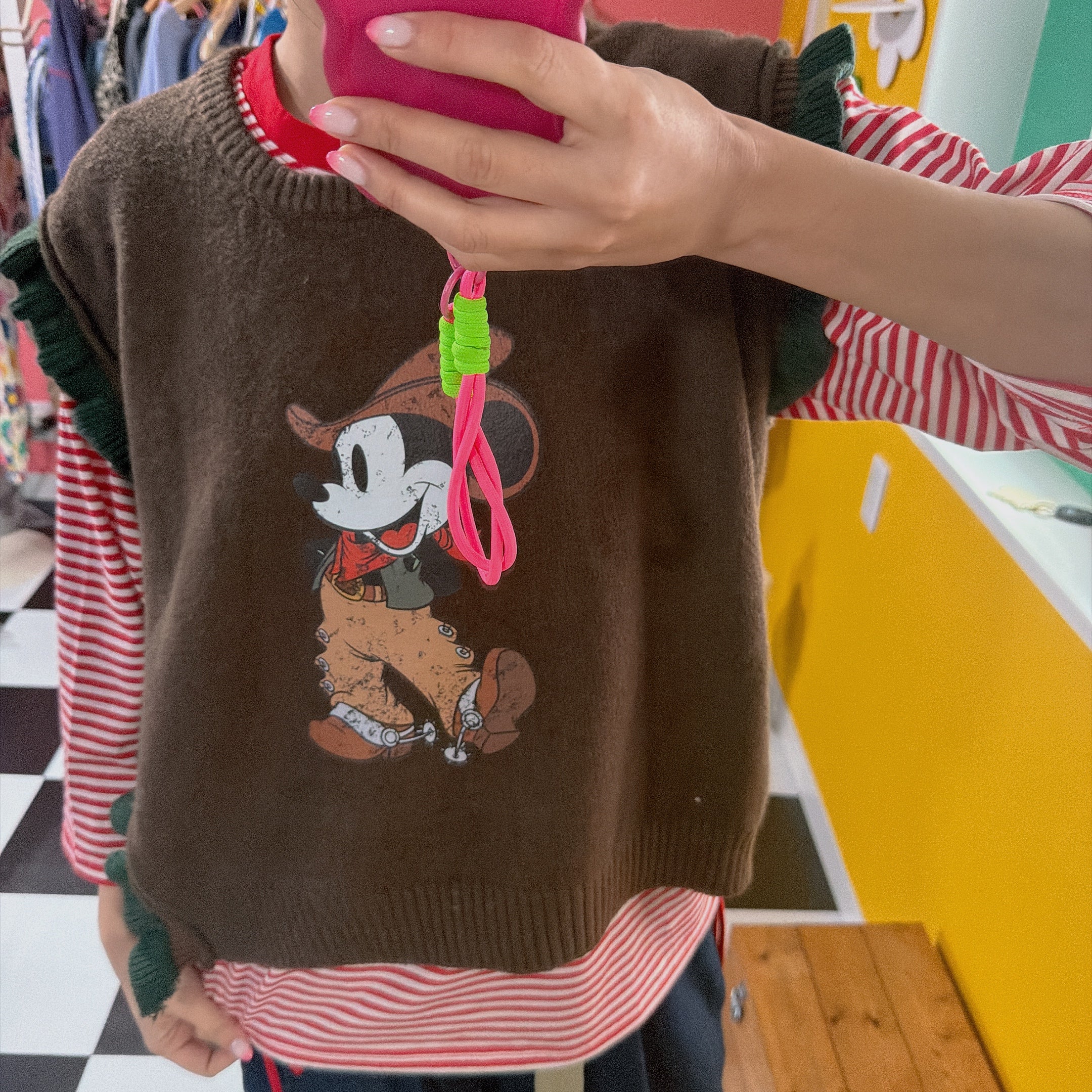 *Pre-order* 3 colors of Mickey Mouse asymmetrical knit vest. Scheduled to ship from late January to early February.