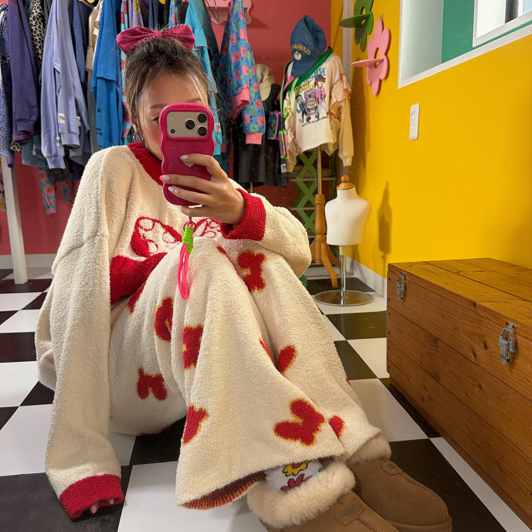 ※Pre-order※ 2-color set available Mickey and Minnie fluffy bottoms Scheduled to ship in January