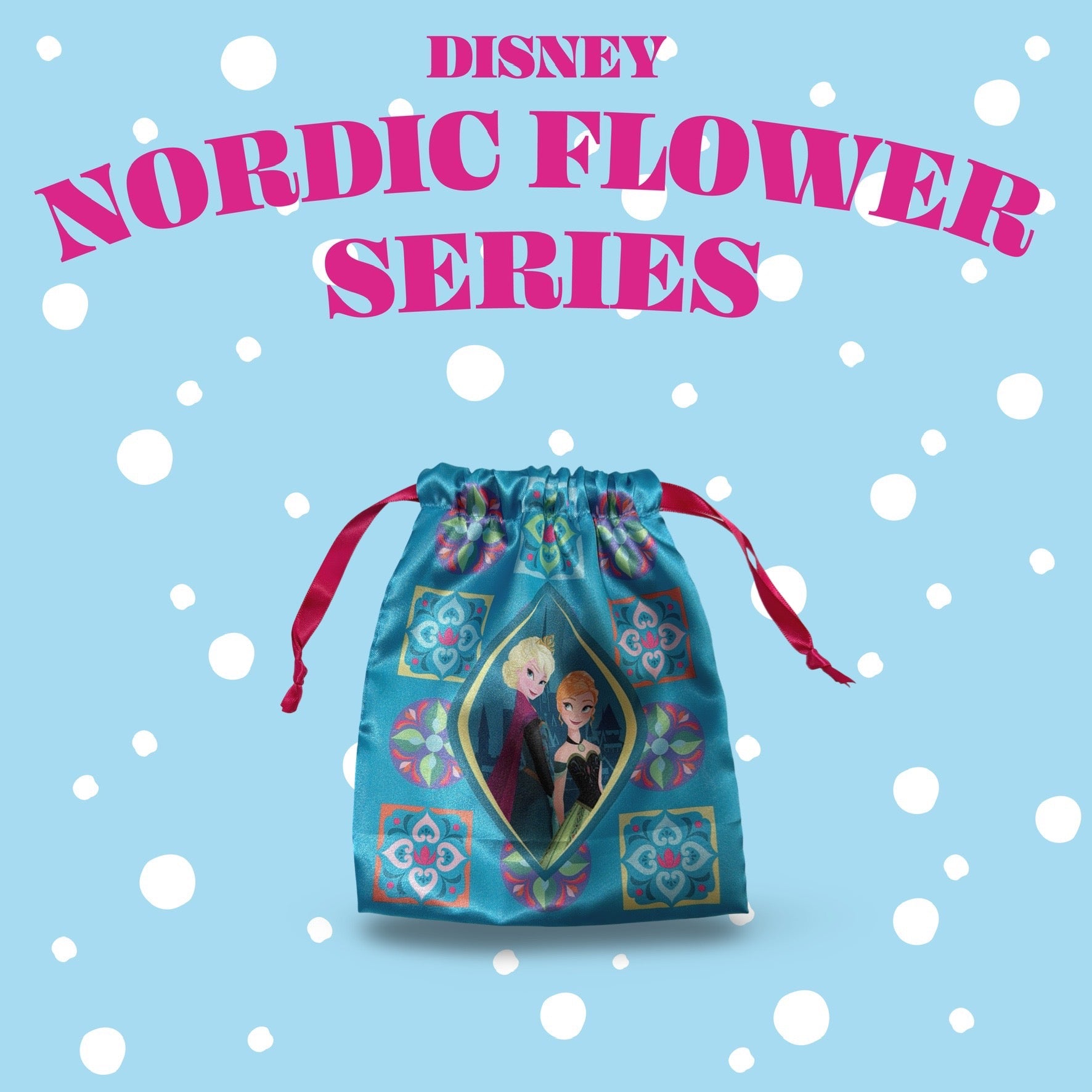 ※2026SS Pre-order※ Frozen Nordic Flower Series Ribbon Drawstring Bag Scheduled to ship in April