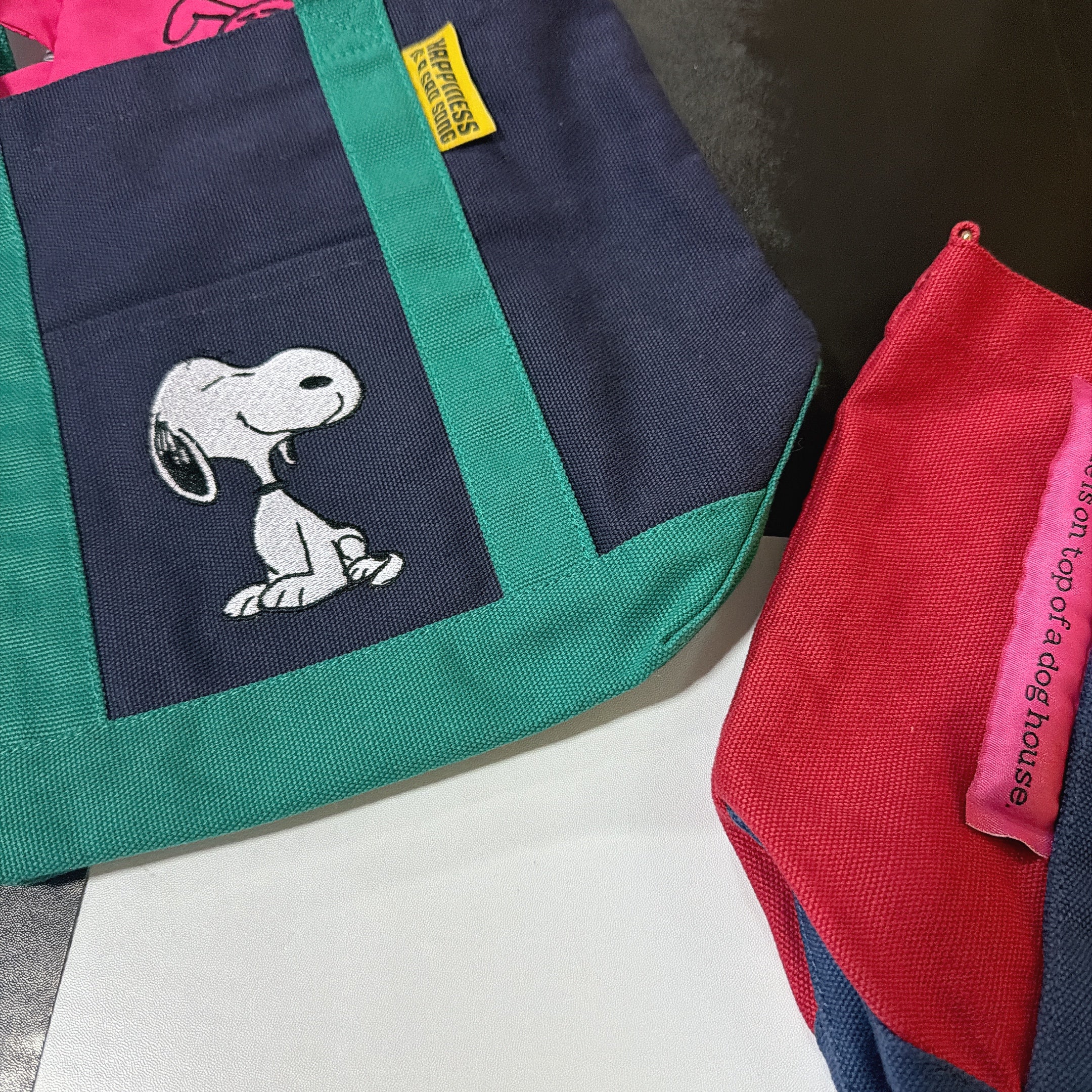 INSTOCK* 2 Colors NOSTALGICA Vintage PEANUTS Embroidered Tote Ships i