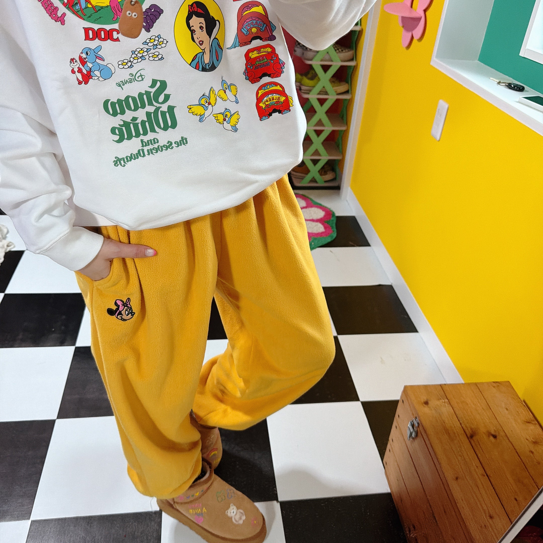 ※予約※6色 ミニーワッペンフリースパンツ  2月中の出荷予定