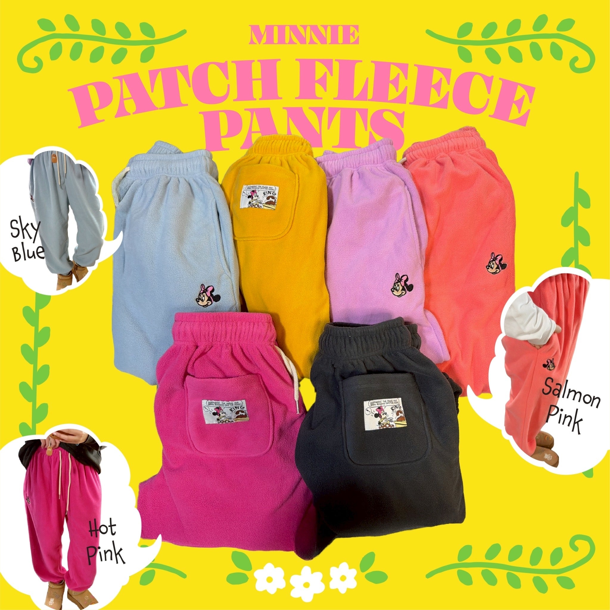 ※予約※6色 ミニーワッペンフリースパンツ  2月中の出荷予定