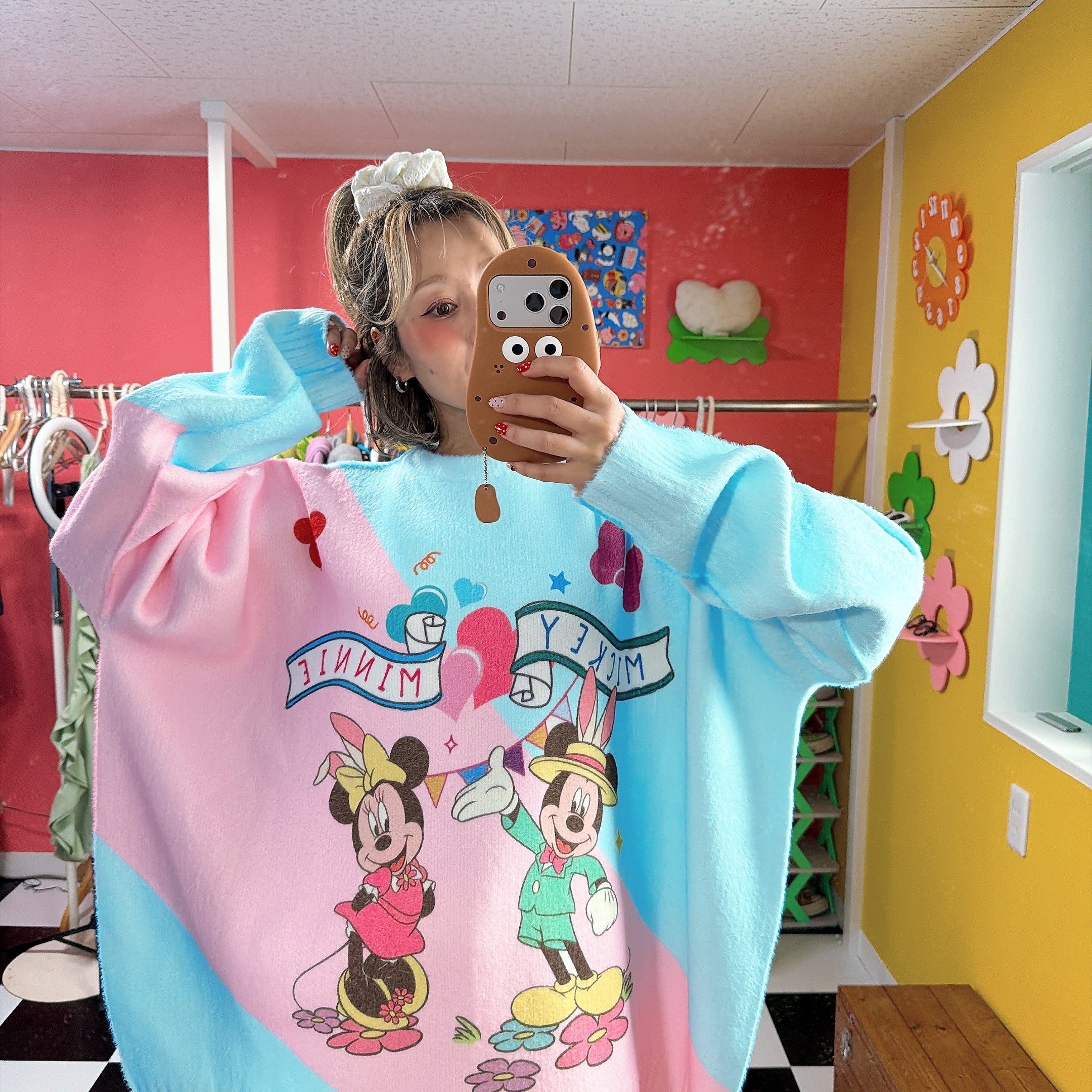 ※予約※ミッキーミニーバイカラービッグニット 2月下旬ごろのお届け予定