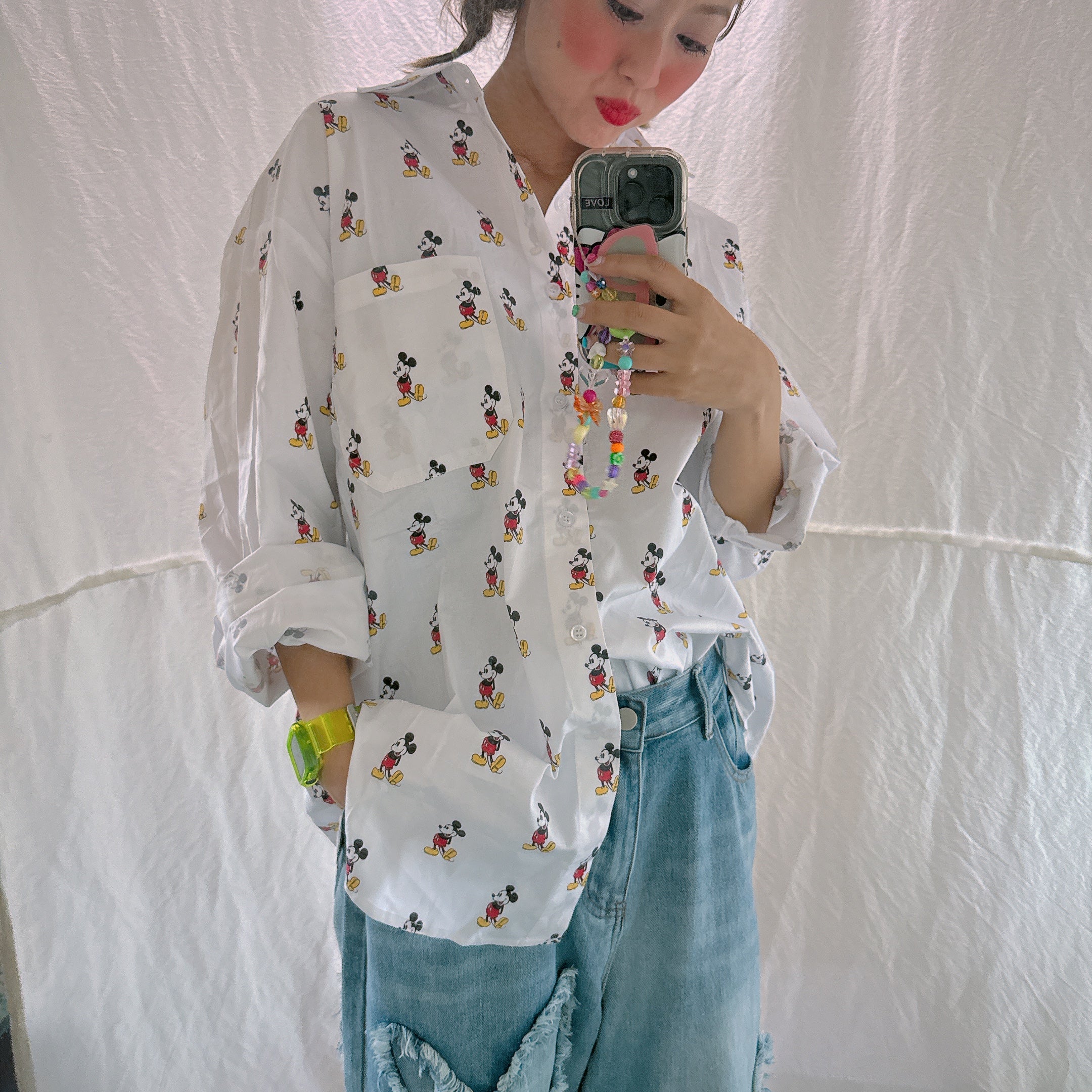 Ready to ship Mickey Mouse print shirt