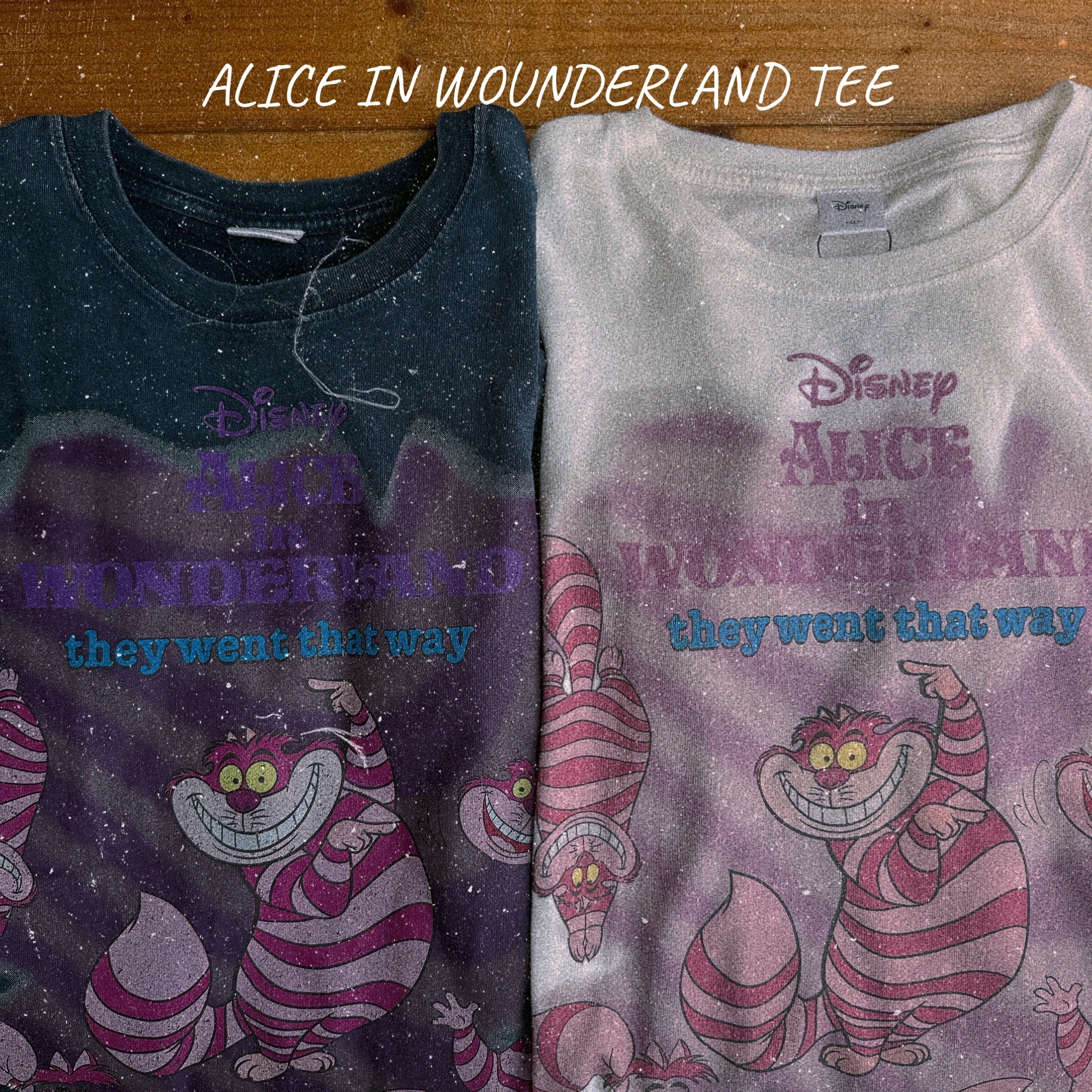 Ready to ship, 2 colors, Alice in Wonderland Cheshire Cat Pigment TEE