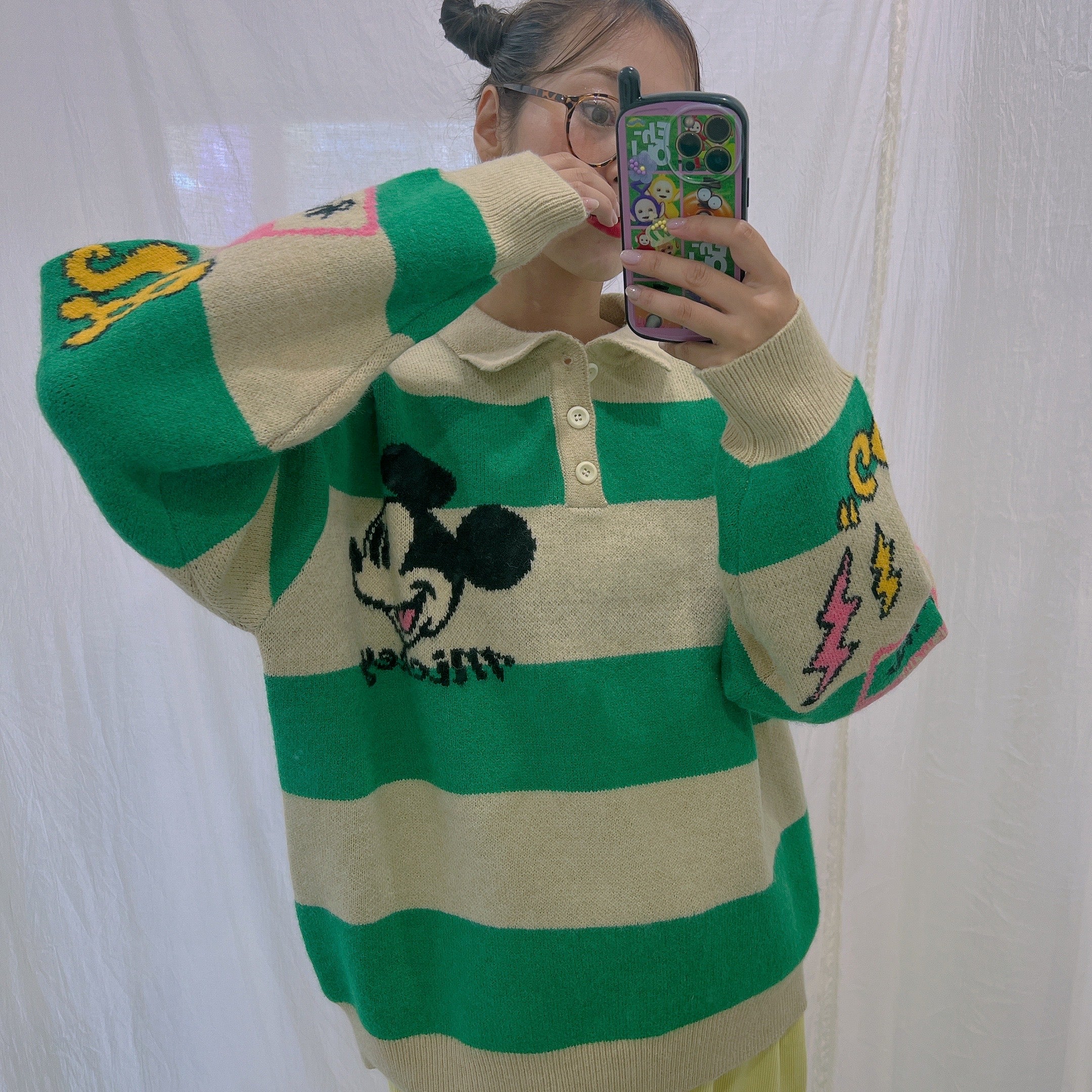 A very popular item♡ Only the purple one is back in stock again and again! Mickey striped knit. Delivery from the end of July to early August.