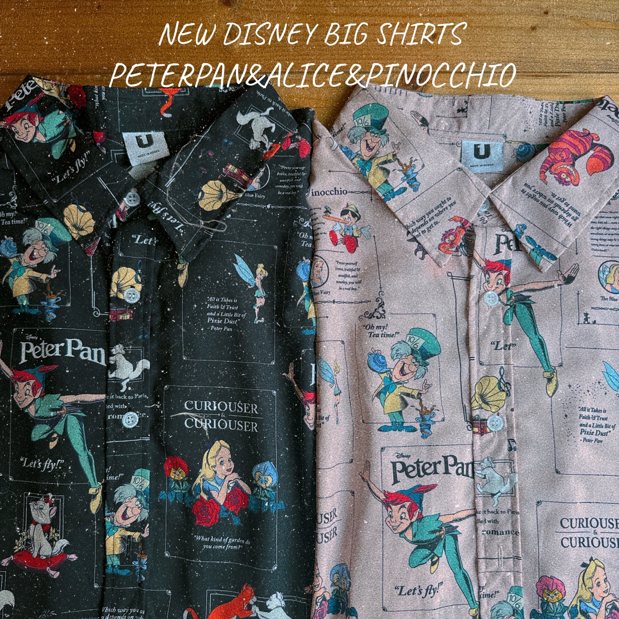 即納 ピーターパン&アリス&ピノキオ総柄ビッグシャツ